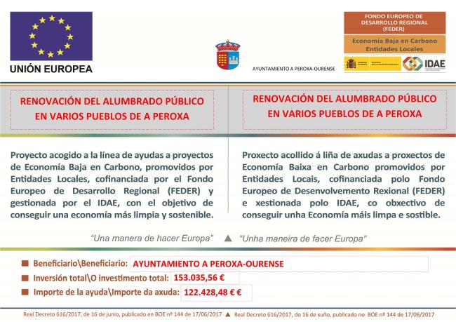 Renovación do alumbrado público en varios pobos de A Peroxa